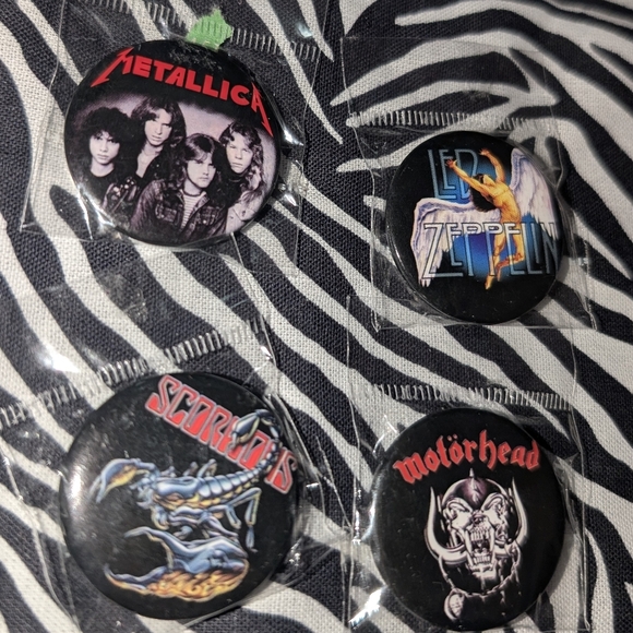 Accessories - Vintage Metal Rock Band Button Set